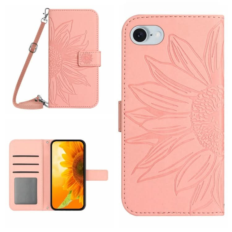 Skin Feel Sun Flower Embossed Flip Leather Phone Case with Lanyard, Series 2