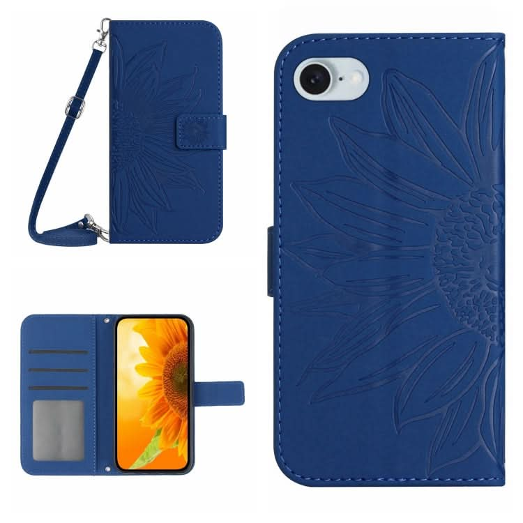 Skin Feel Sun Flower Embossed Flip Leather Phone Case with Lanyard, Series 2