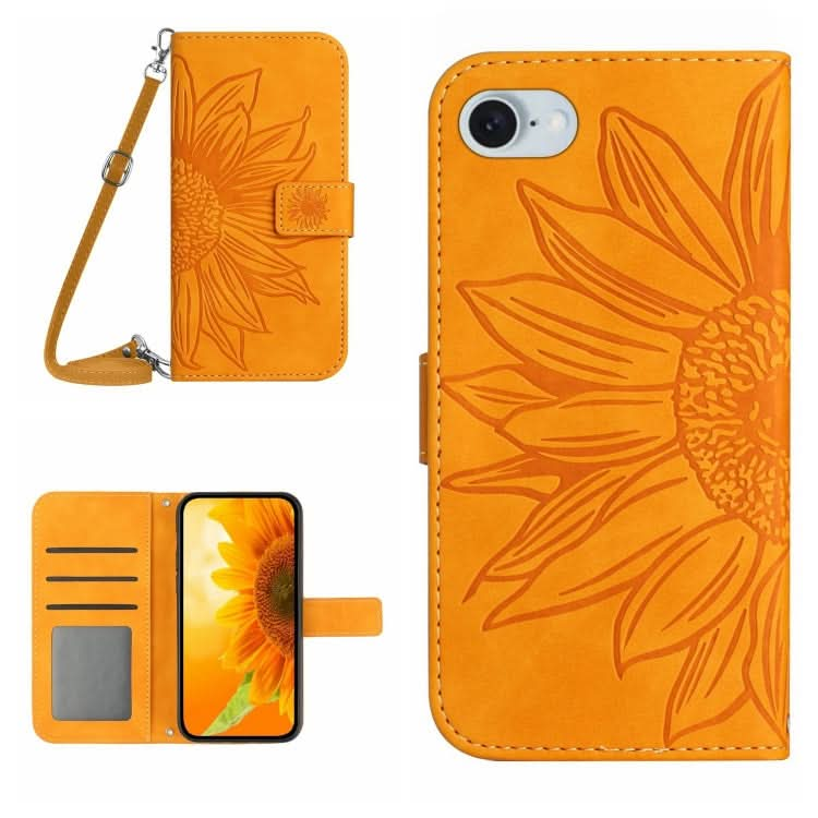 Skin Feel Sun Flower Embossed Flip Leather Phone Case with Lanyard, Series 2