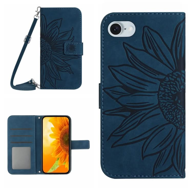 Skin Feel Sun Flower Embossed Flip Leather Phone Case with Lanyard, Series 2