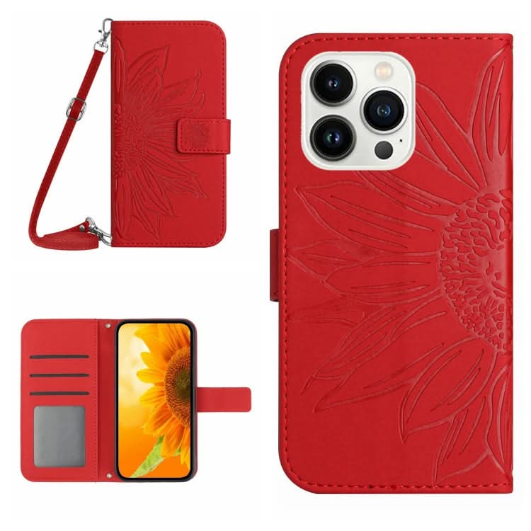 Skin Feel Sun Flower Embossed Flip Leather Phone Case with Lanyard, Series 3