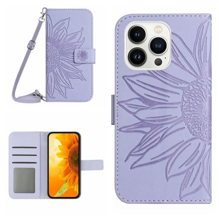 Skin Feel Sun Flower Embossed Flip Leather Phone Case with Lanyard, Series 3