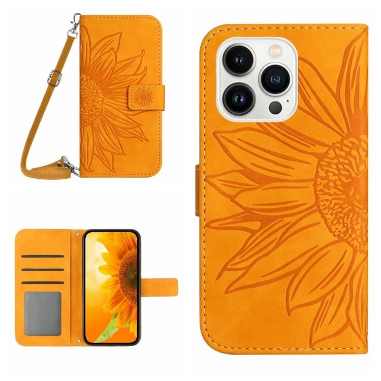 Skin Feel Sun Flower Embossed Flip Leather Phone Case with Lanyard, Series 2