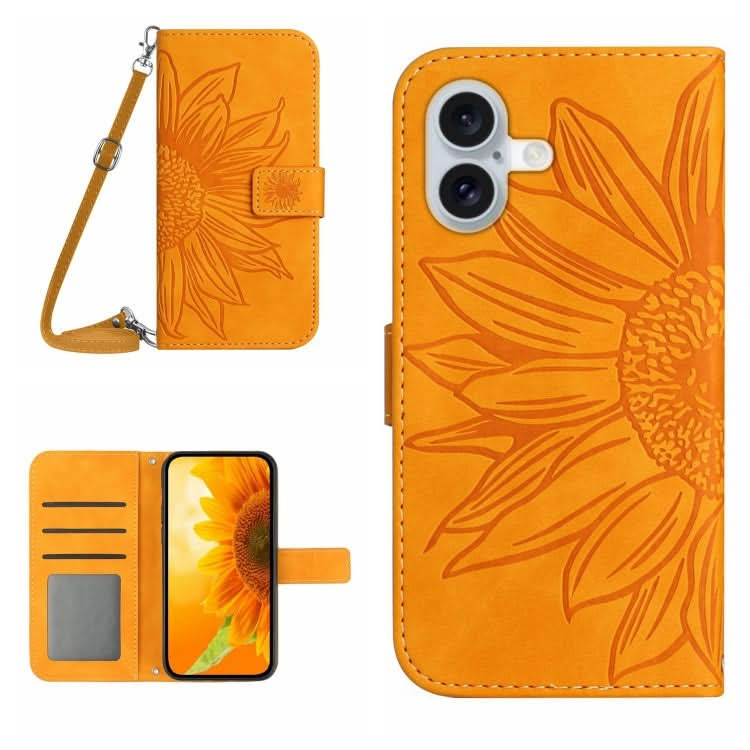 Skin Feel Sun Flower Embossed Flip Leather Phone Case with Lanyard, Series 1