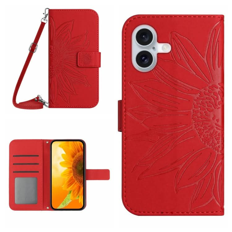 Skin Feel Sun Flower Embossed Flip Leather Phone Case with Lanyard, Series 3