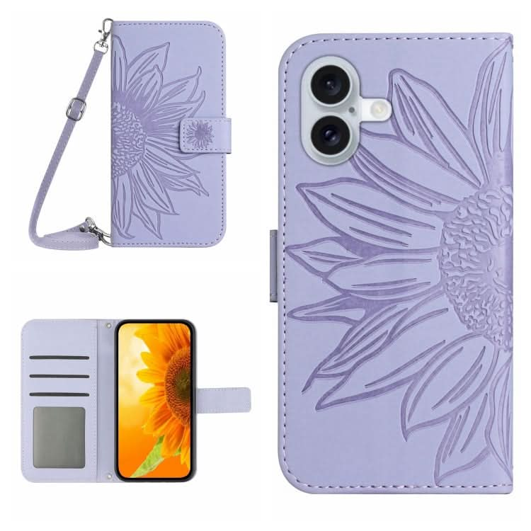 Skin Feel Sun Flower Embossed Flip Leather Phone Case with Lanyard, Series 3