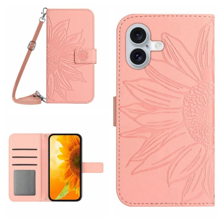 Skin Feel Sun Flower Embossed Flip Leather Phone Case with Lanyard, Series 3