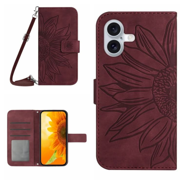 Skin Feel Sun Flower Embossed Flip Leather Phone Case with Lanyard, Series 3