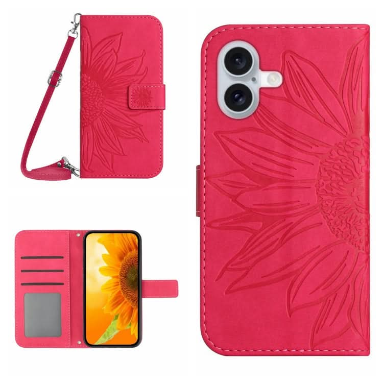 Skin Feel Sun Flower Embossed Flip Leather Phone Case with Lanyard, Series 3