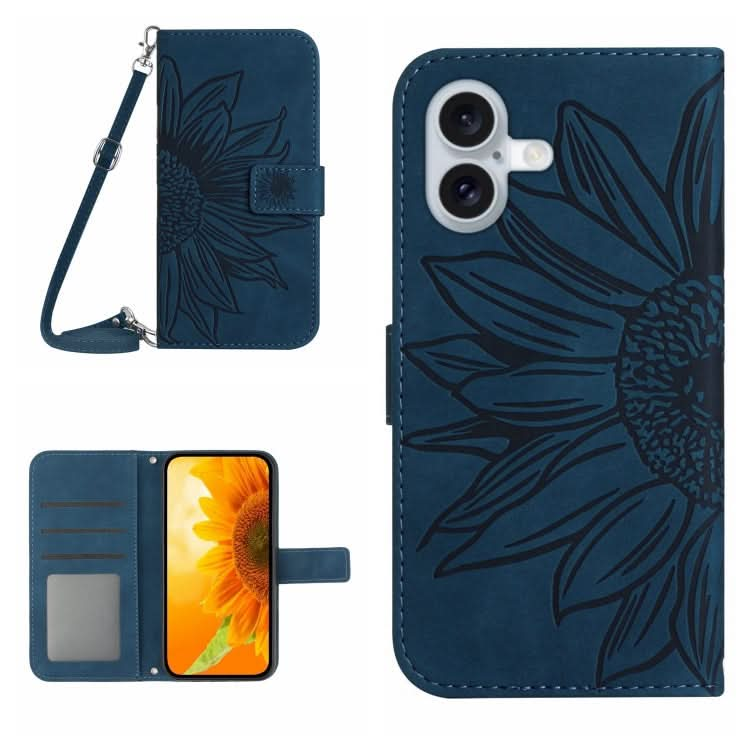 Skin Feel Sun Flower Embossed Flip Leather Phone Case with Lanyard, Series 3