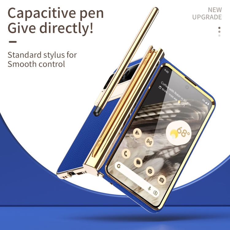 Litchi Pattern Electroplating Pen Slot Folding Phone Case with Stylus My Store