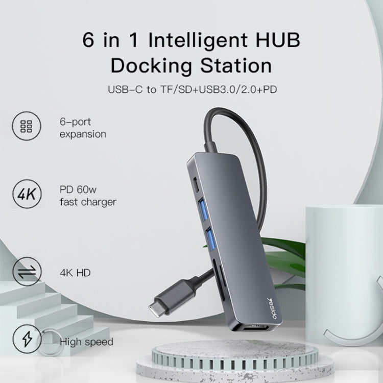 Yesido HB11 6 in 1 USB-C / Type-C Ports Multifunctional Docking Station HUB Adapter