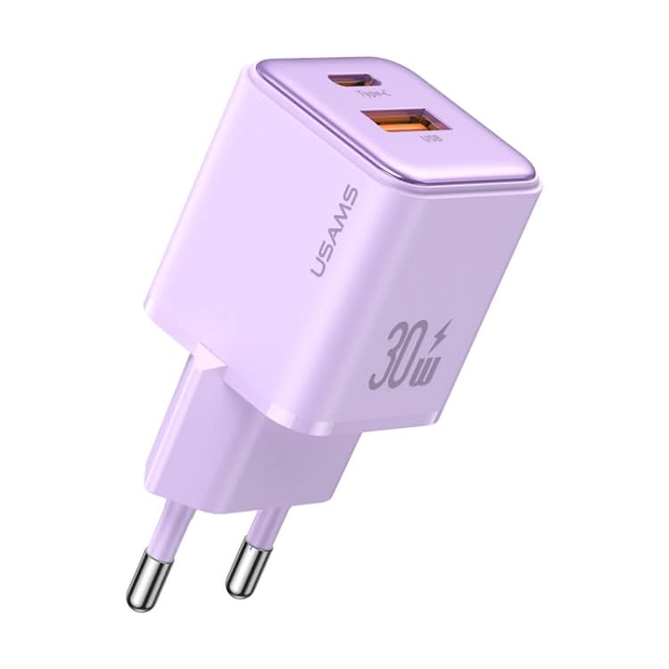 USAMS US-CC189 PD 30W USB+USB-C/Type-C Dual Port Electroplating Charger, EU Plug