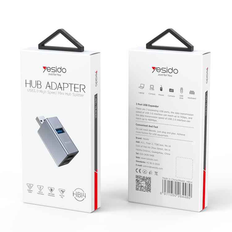 Yesido HB14 3 in 1 USB 3.0 Mini Splitter HUB Adapter