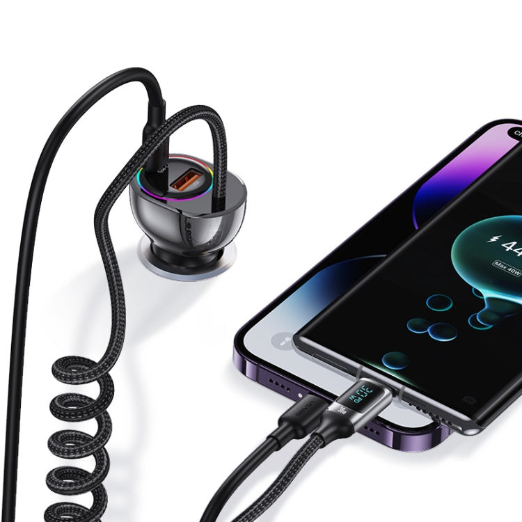 USAMS US-CC192 C37 60W Type-C+USB Dual Port Car Charger with Digital Display 30W Type-C Spring Data Cable ÎҵÄÉ̵ê