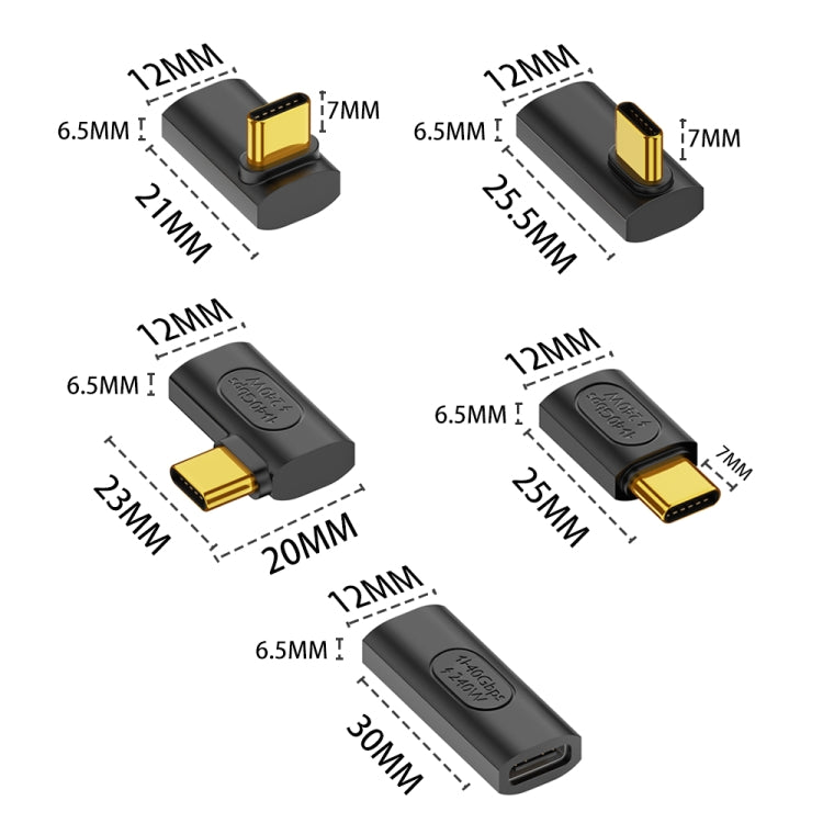 40Gbps 240W USB-C / Type-C Female to USB-C / Type-C Male Side Bend Adapter My Store