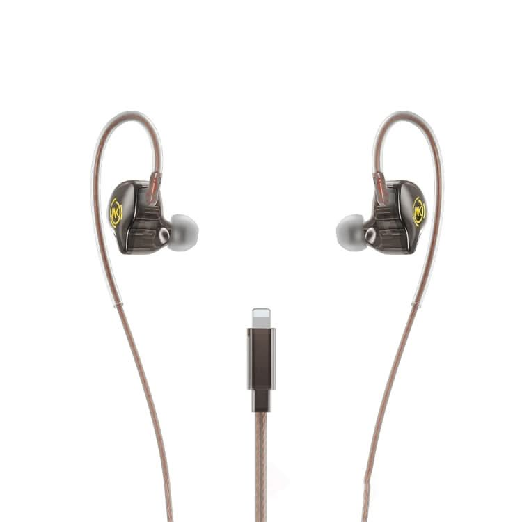 WK YC08 8 Pin Transparent Music Call Wired Earphone, Length: 1.2m