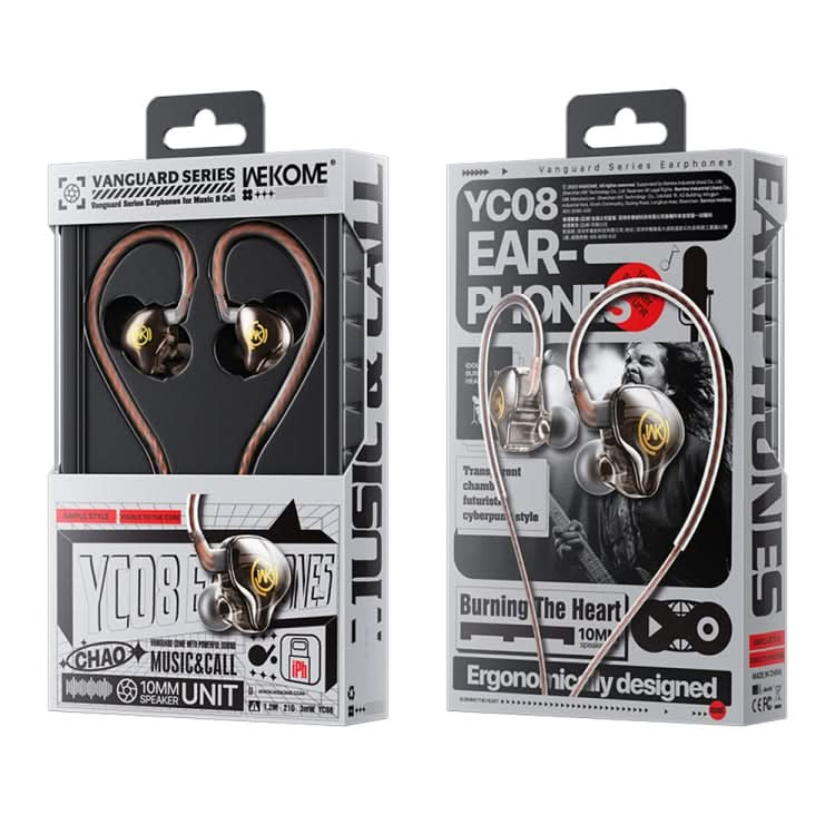 WK YC08 8 Pin Transparent Music Call Wired Earphone, Length: 1.2m