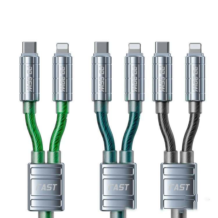 WK WDC-12 65W 2 in 1 Type-C to Type-C+8 Pin Super Fast Charge Data Cable, Length: 1.2m