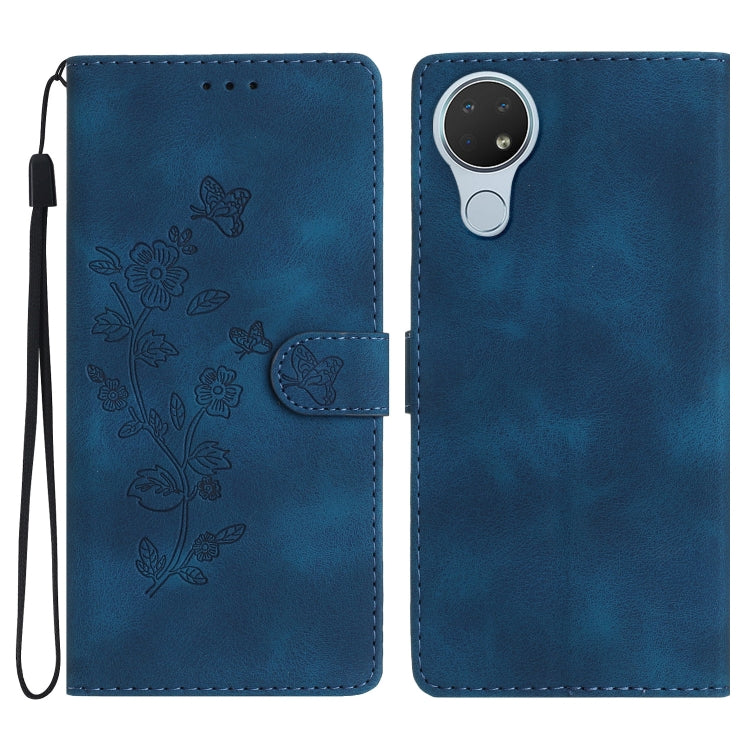 Flower Butterfly Embossing Pattern Leather Phone Case