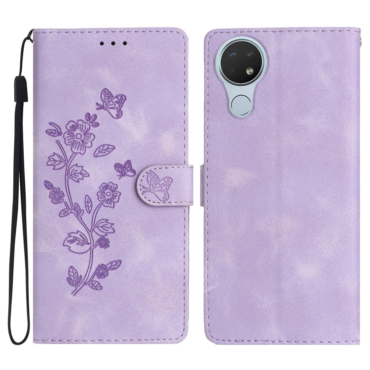 Flower Butterfly Embossing Pattern Leather Phone Case