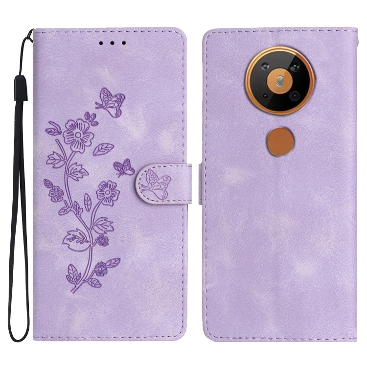 Flower Butterfly Embossing Pattern Leather Phone Case