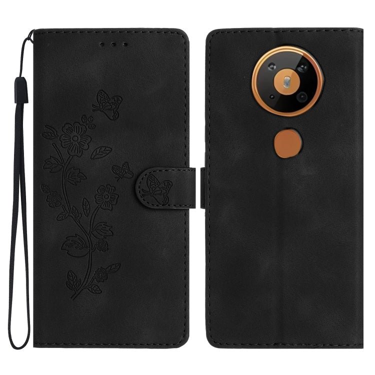 Flower Butterfly Embossing Pattern Leather Phone Case