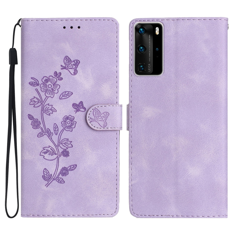 Flower Butterfly Embossing Pattern Leather Phone Case, Series 2