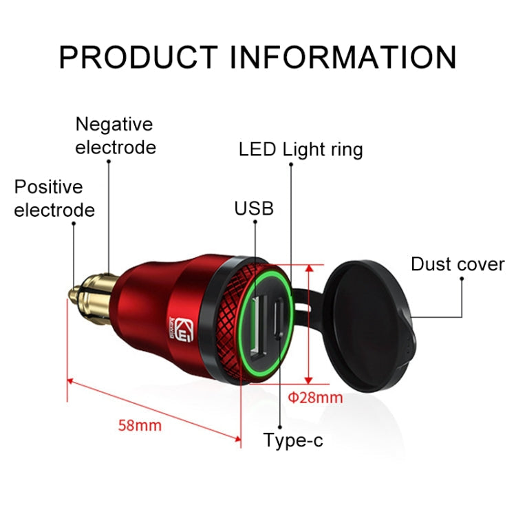 Motorcycle European-style Small-caliber Aluminum Alloy QC 3.0 + PD Fast Charge USB Charger ÎҵÄÉ̵ê