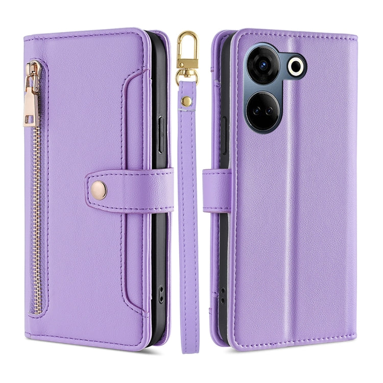 Lite Sheep Texture Cross-body Zipper Wallet Leather Phone Case