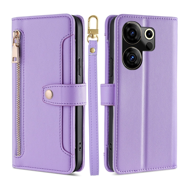 Lite Sheep Texture Cross-body Zipper Wallet Leather Phone Case