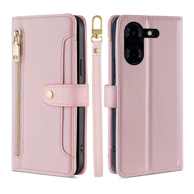 Lite Sheep Texture Cross-body Zipper Wallet Leather Phone Case