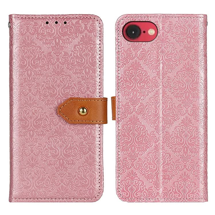 European Floral Embossed Leather Phone Case