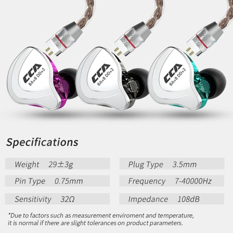 CCA CCA-C10 3.5mm Gold Plated Plug Ten Unit Hybrid Wire-controlled In-ear Earphone