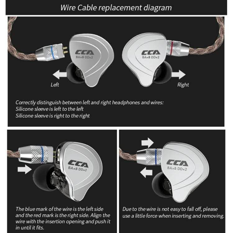 CCA CCA-C10 3.5mm Gold Plated Plug Ten Unit Hybrid Wire-controlled In-ear Earphone