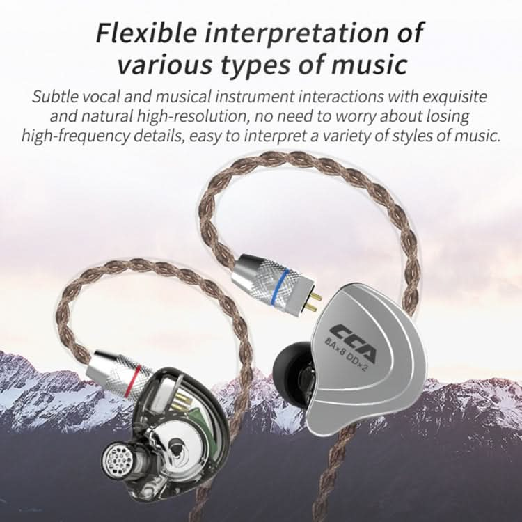 CCA CCA-C10 3.5mm Gold Plated Plug Ten Unit Hybrid Wire-controlled In-ear Earphone