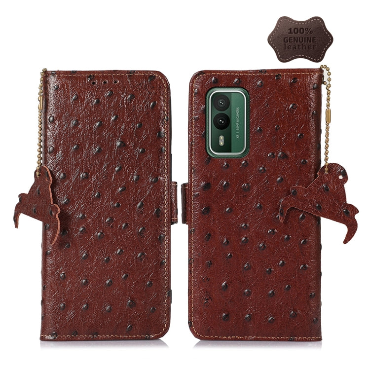 Ostrich Pattern Genuine Leather RFID Phone Case My Store