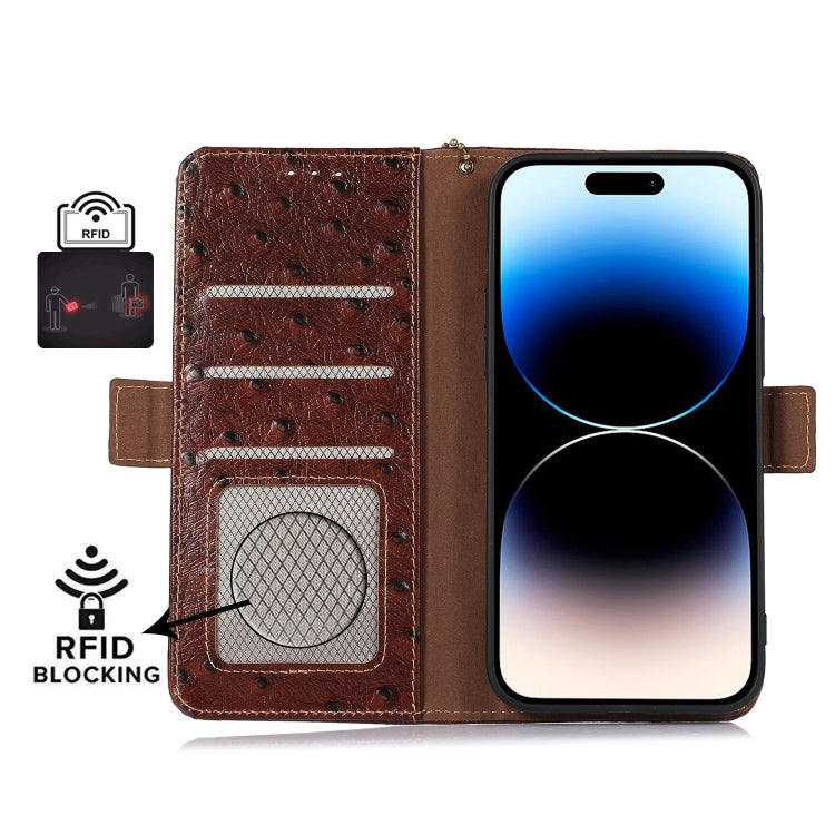 Ostrich Pattern Genuine Leather RFID Phone Case My Store