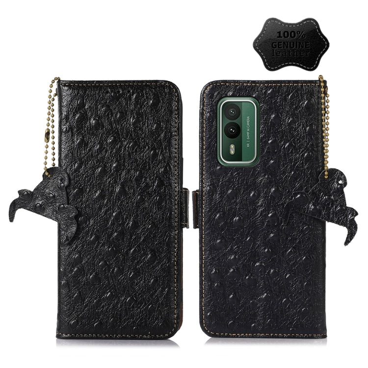 Ostrich Pattern Genuine Leather RFID Phone Case My Store