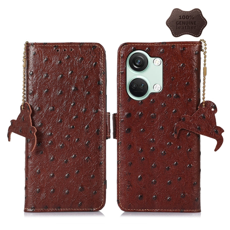 Ostrich Pattern Genuine Leather RFID Phone Case My Store