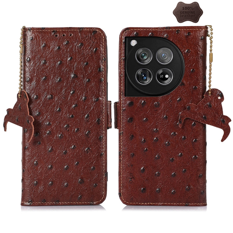 Ostrich Pattern Genuine Leather RFID Phone Case My Store