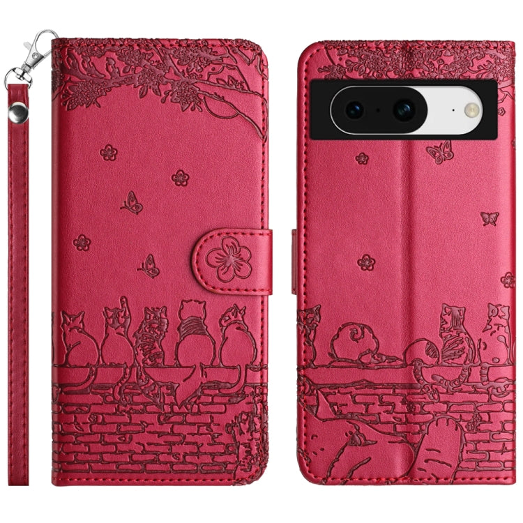 Cat Embossing Pattern Leather Phone Case with Lanyard, Series 2 My Store