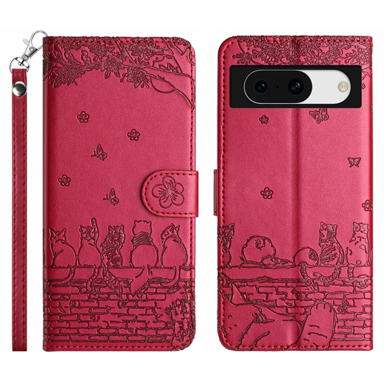 Cat Embossing Pattern Leather Phone Case with Lanyard, Series 1 My Store