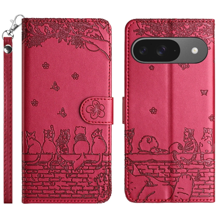 Cat Embossing Pattern Leather Phone Case with Lanyard, Series 1 My Store