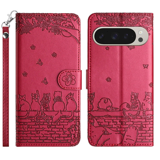 Cat Embossing Pattern Leather Phone Case with Lanyard, Series 1 My Store