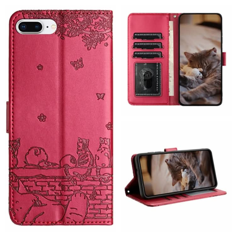 Cat Embossing Pattern Leather Phone Case with Lanyard, Series 4