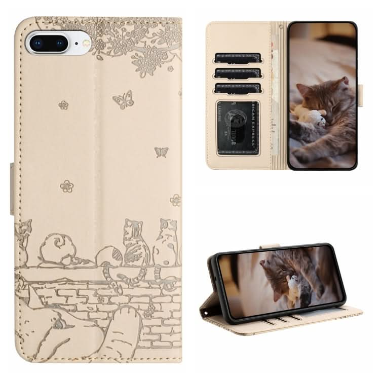 Cat Embossing Pattern Leather Phone Case with Lanyard, Series 4