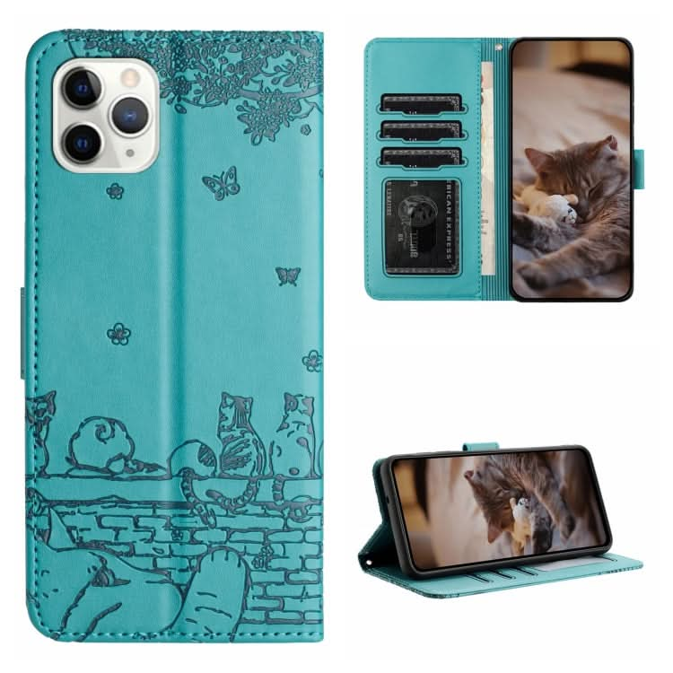 Cat Embossing Pattern Leather Phone Case with Lanyard, Series 3