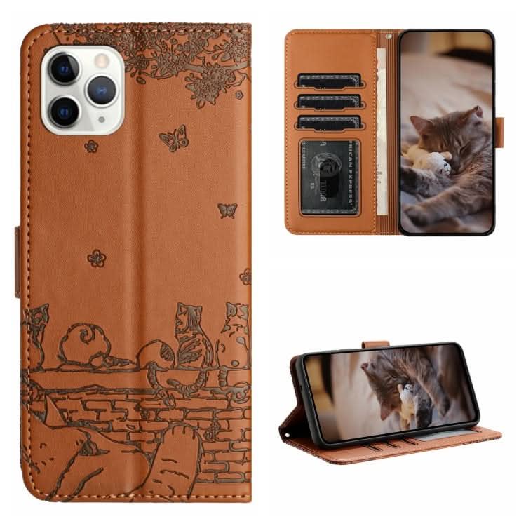 Cat Embossing Pattern Leather Phone Case with Lanyard, Series 3