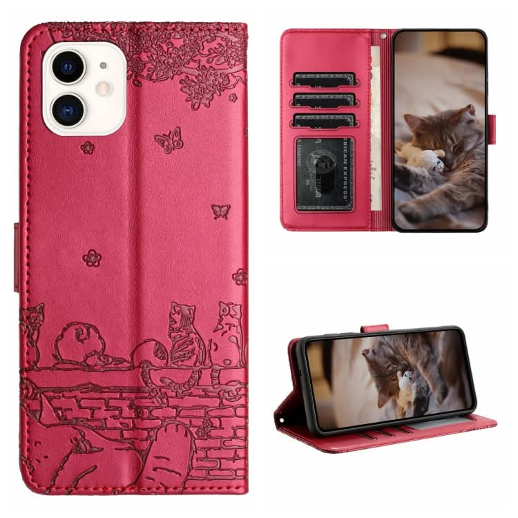 Cat Embossing Pattern Leather Phone Case with Lanyard, Series 5